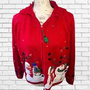 Festive Red Snowman Sweater